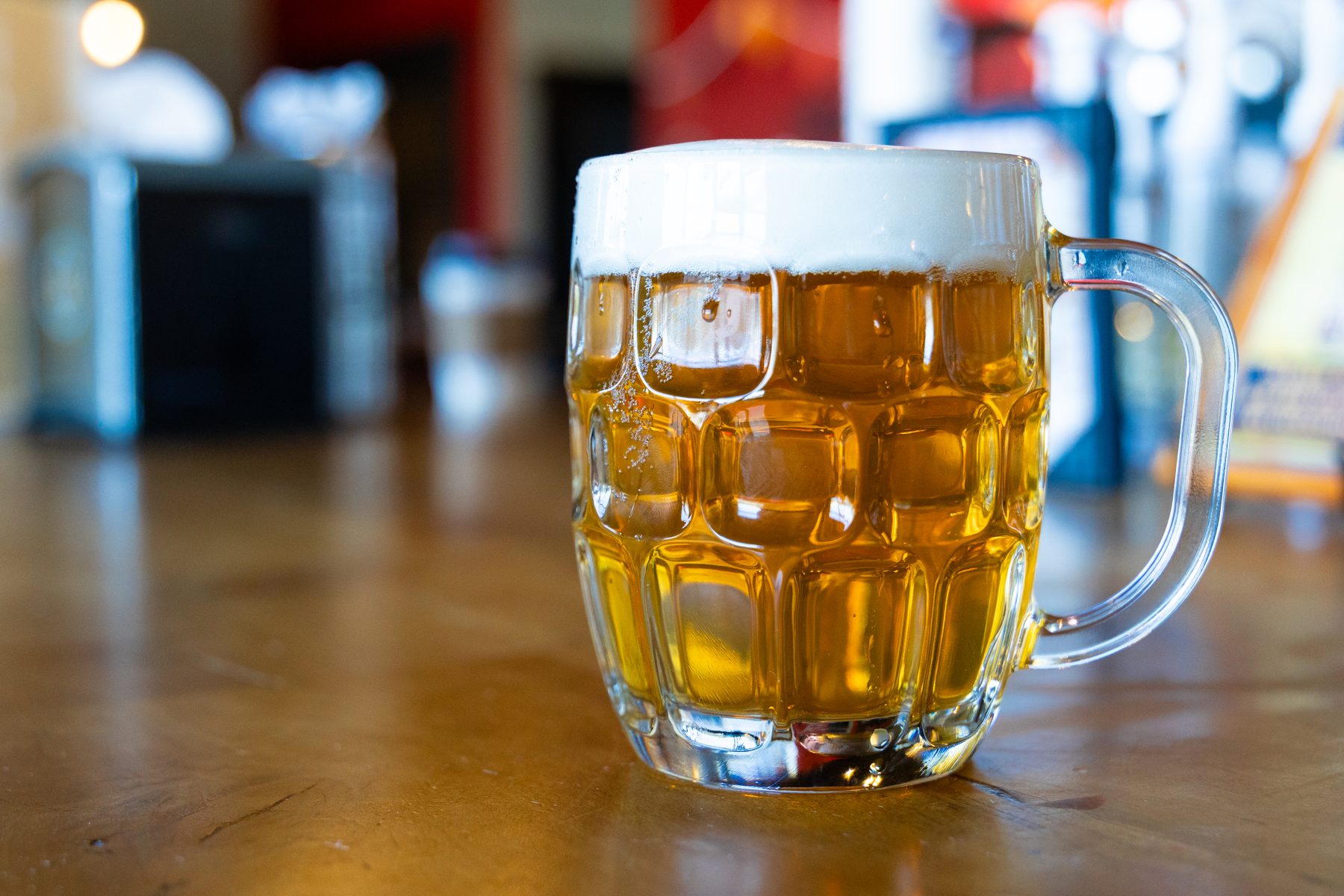Draft beer in a Death of the Fox mug on the bar in Clarksboro