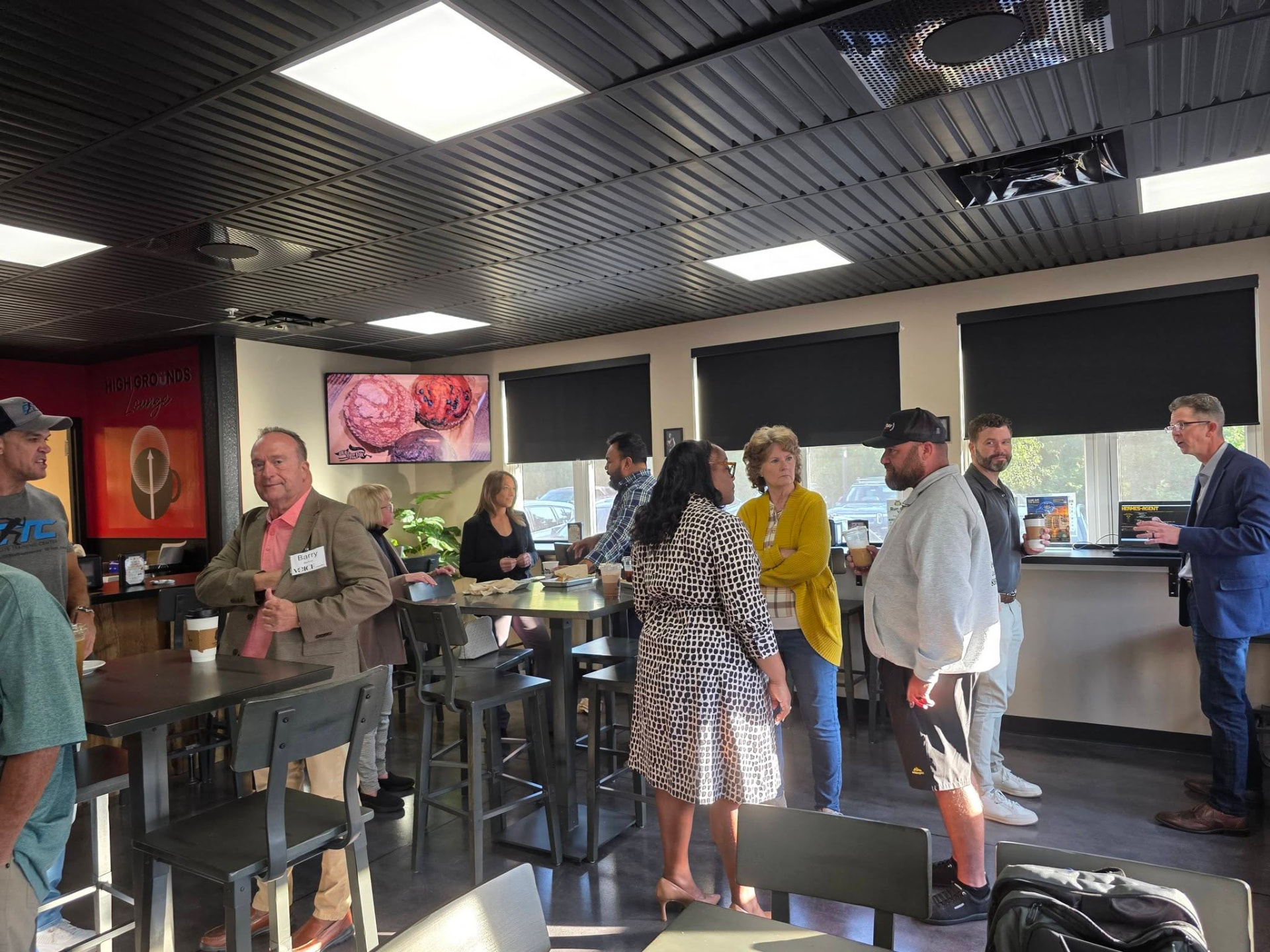 Salem County Chamber of Commerce members mingling in the High Grounds Lounge